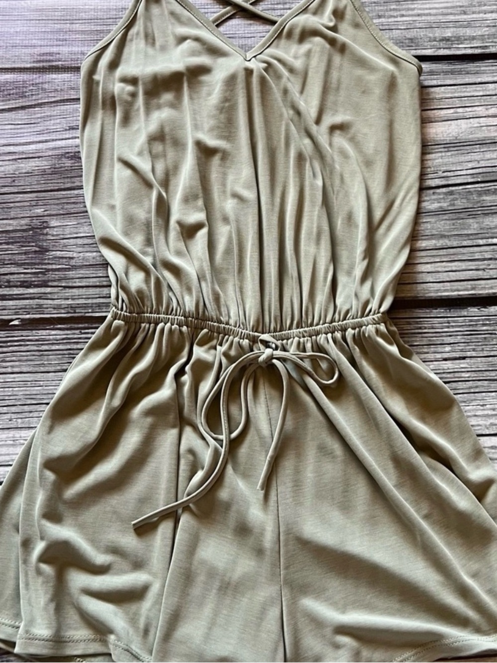 Pink Lily Olive Green Romper